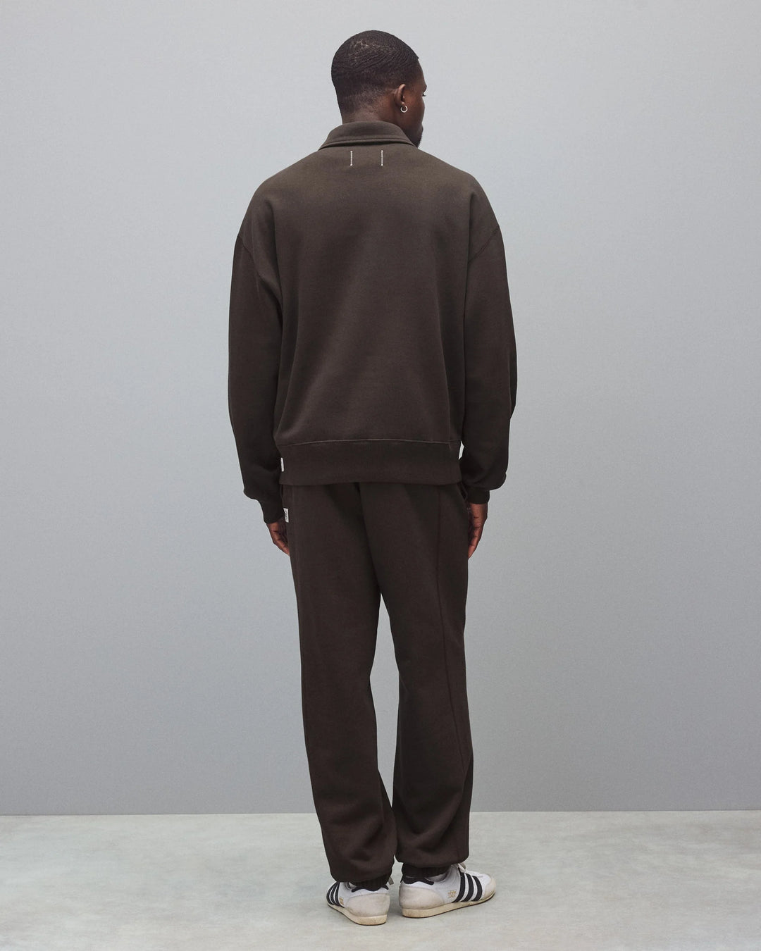 Reigning Champ Brushed Fleece Relaxed Half Zip Sweatshirt - Coffee