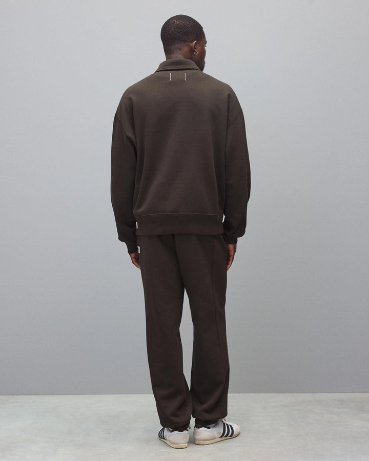Reigning Champ Brushed Fleece Relaxed Half Zip Sweatshirt - Coffee