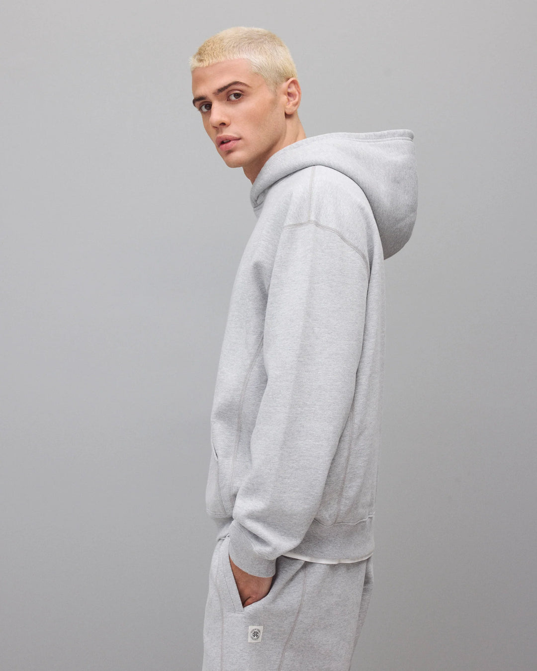 Reigning Champ Brushed Fleece '97 Relaxed Hoodie - Heather Grey