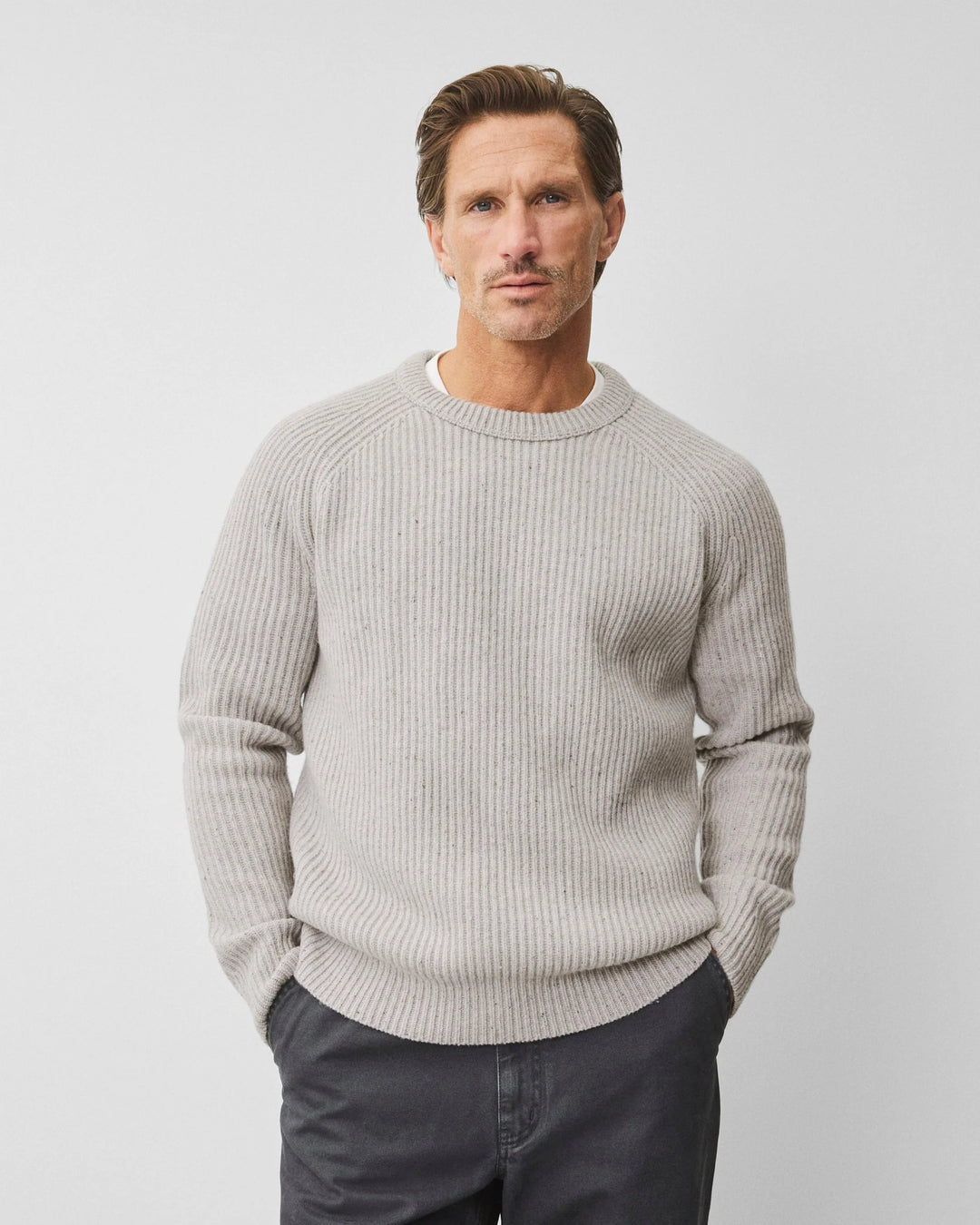 Reigning Champ Merino Kenny Crewneck - Nep Heather Grey