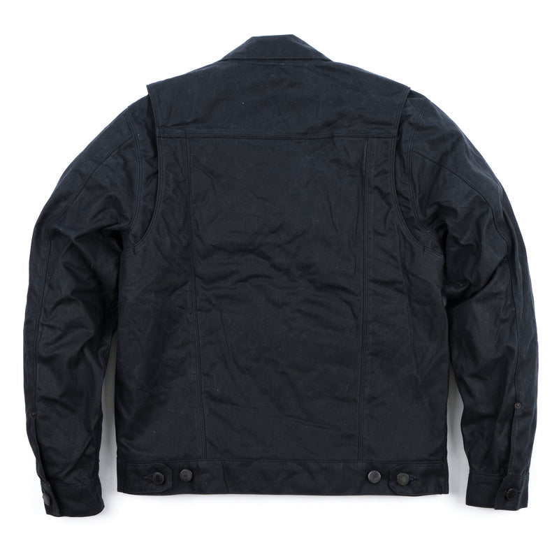Freenote Cloth - Waxed Canvas Riders Jacket in Black with Blue Interior