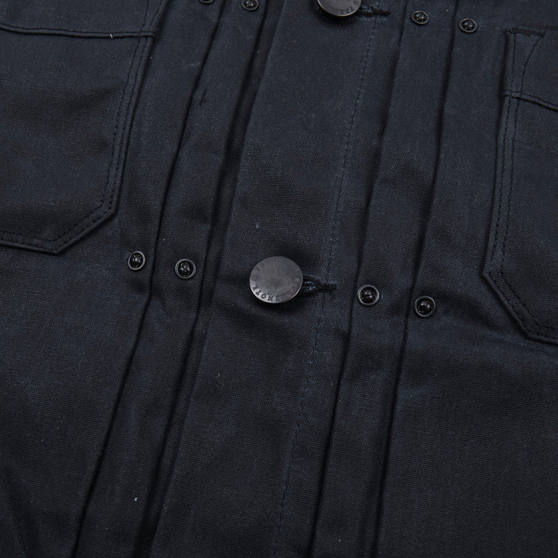 Freenote Cloth - Waxed Canvas Riders Jacket in Black with Blue Interior