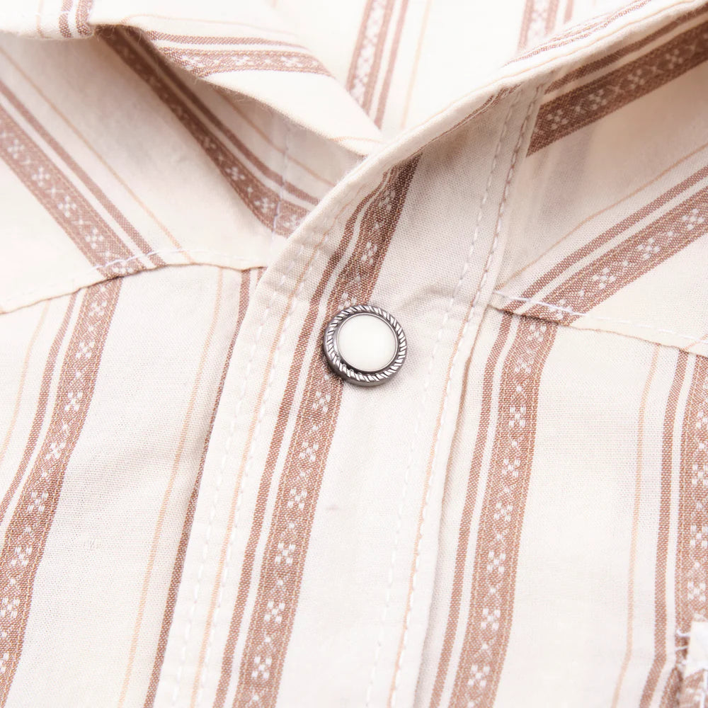 Freenote Cloth Calico Short Sleeve - Brown Stripe