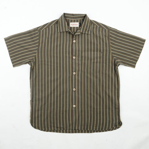 Freenote Cloth - Hawaiian Striped Shirt - Olive