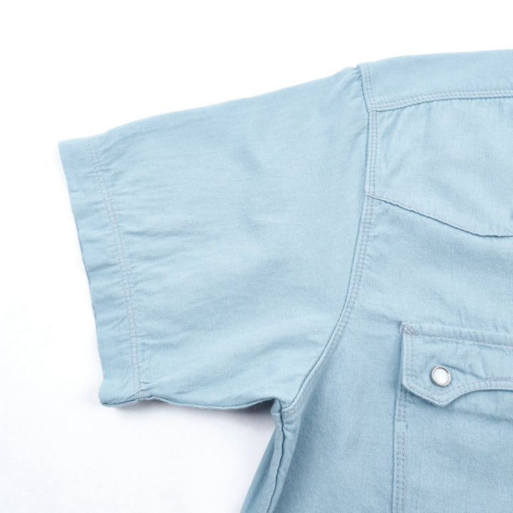 Freenote Cloth Modern Western Short Sleeve Chambray - Clear Blue
