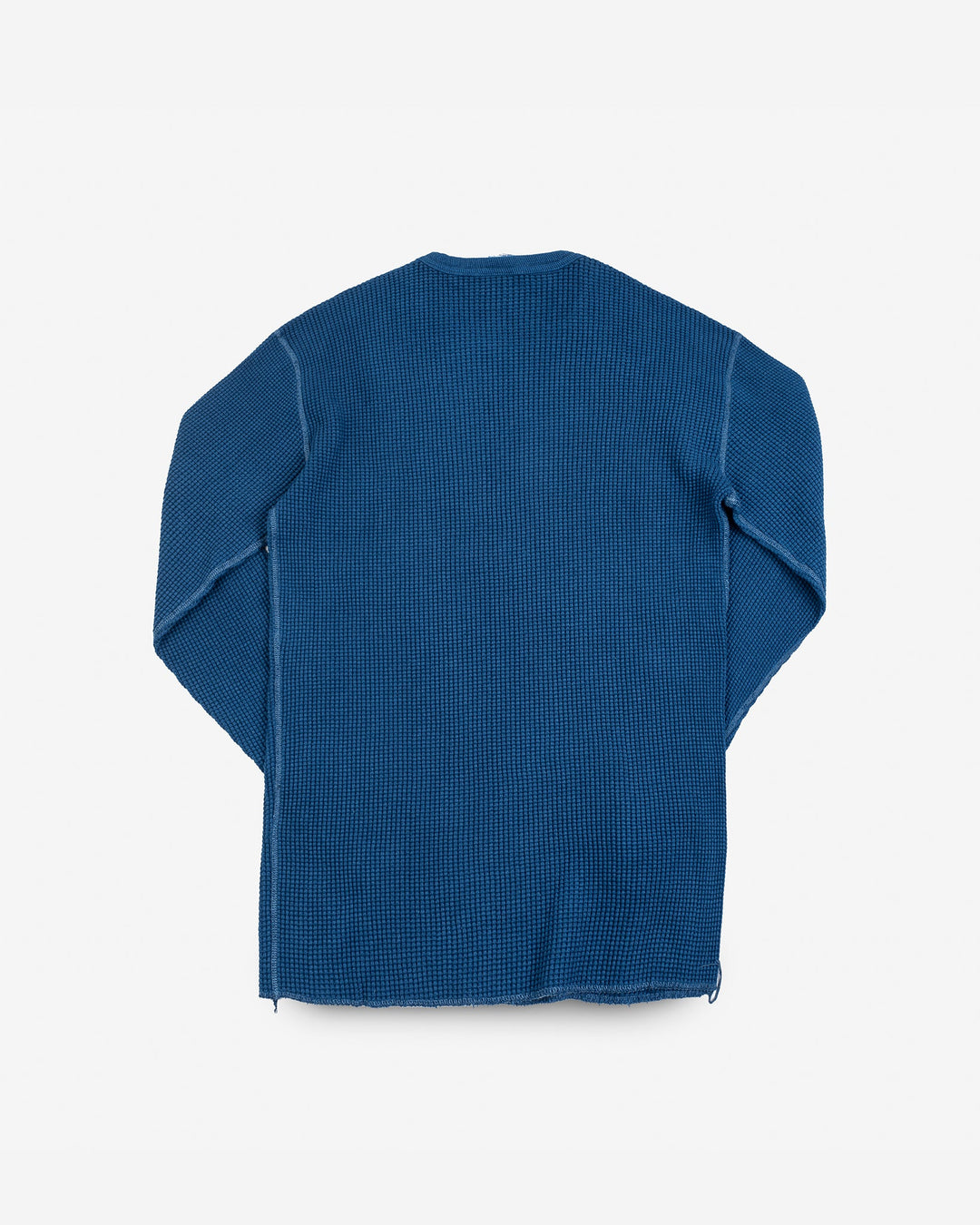 Iron Heart Waffle Knit Long Sleeved Crew Neck Thermal Top - Indigo Dyed