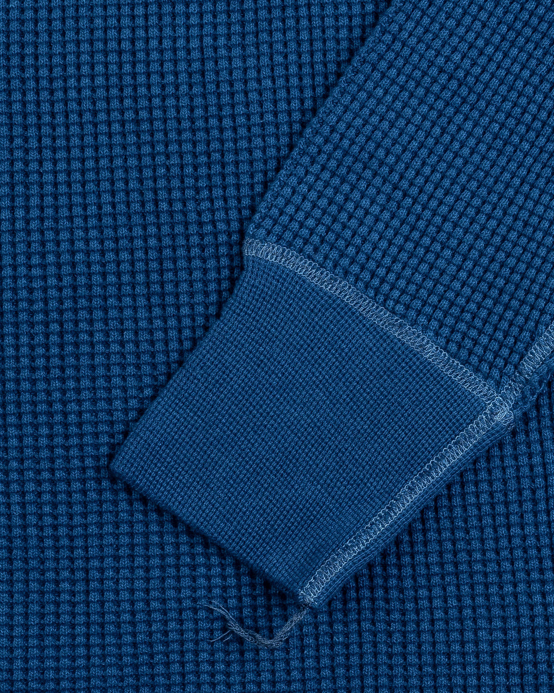 Iron Heart Waffle Knit Long Sleeved Crew Neck Thermal Top - Indigo Dyed