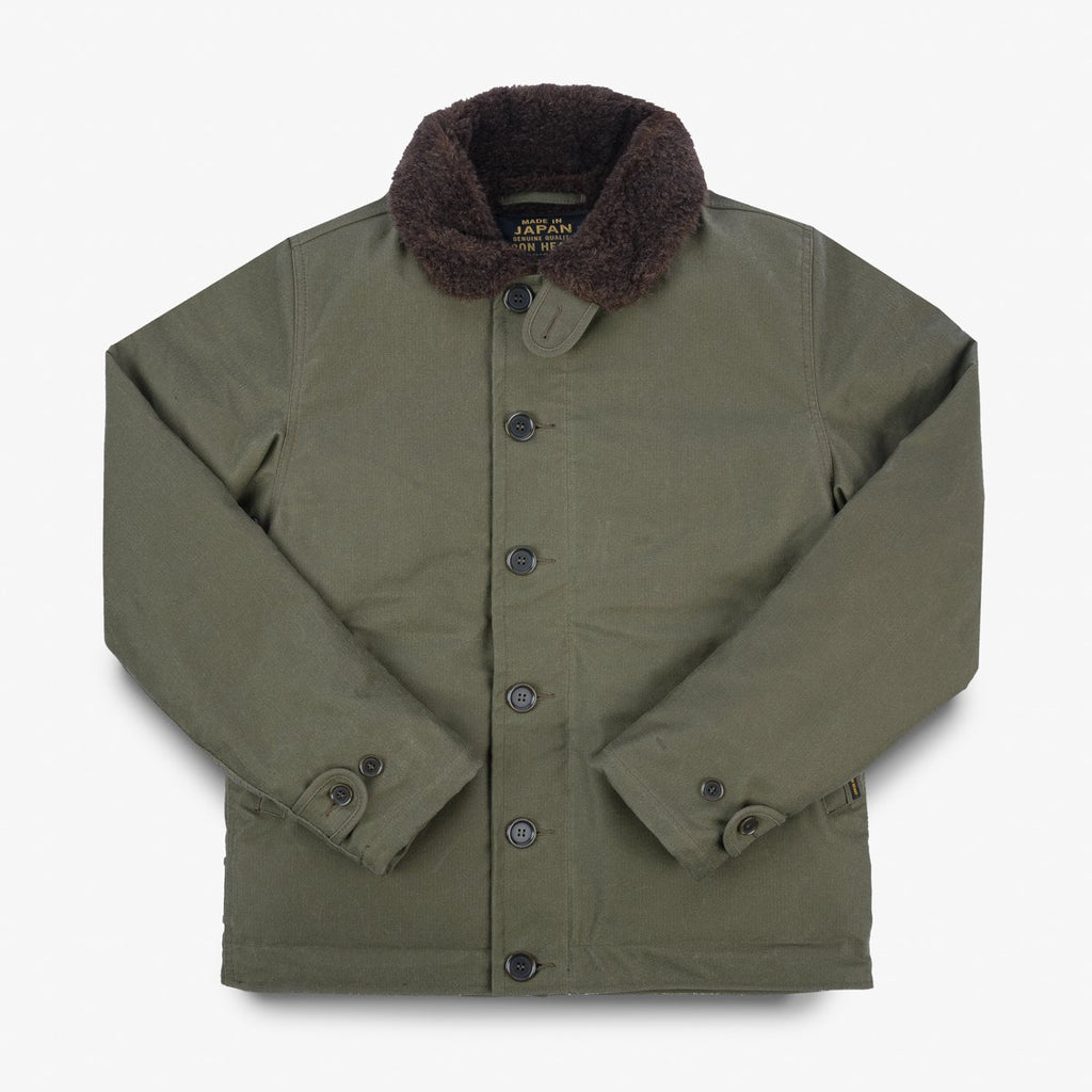 Iron Heart Oiled Whipcord N1 Deck Jacket - Army Green