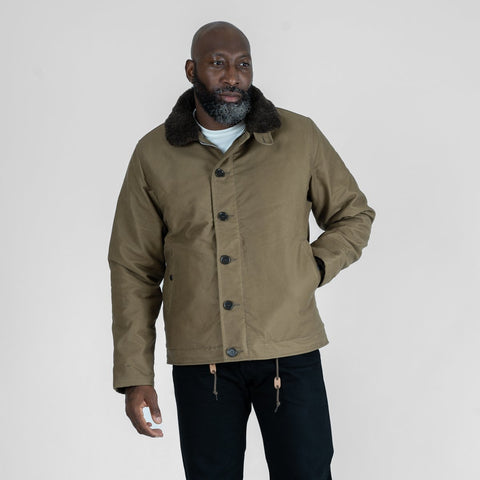 Iron Heart Oiled Whipcord N1 Deck Jacket - Khaki