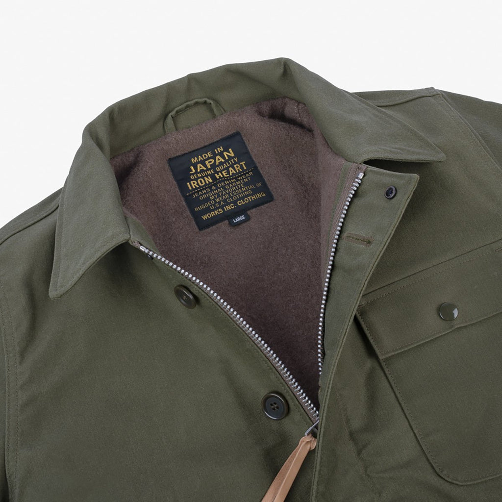 Iron Heart Oiled Whipcord A2 Deck Jacket - Army Green