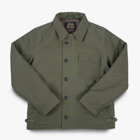 Iron Heart Oiled Whipcord A2 Deck Jacket - Army Green