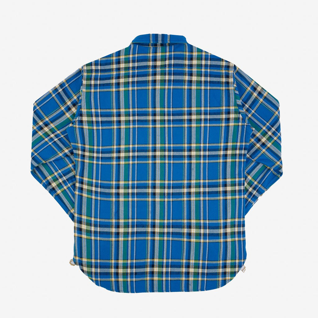 Iron Heart Ultra Heavy Flannel Tartan Check Work Shirt - Blue