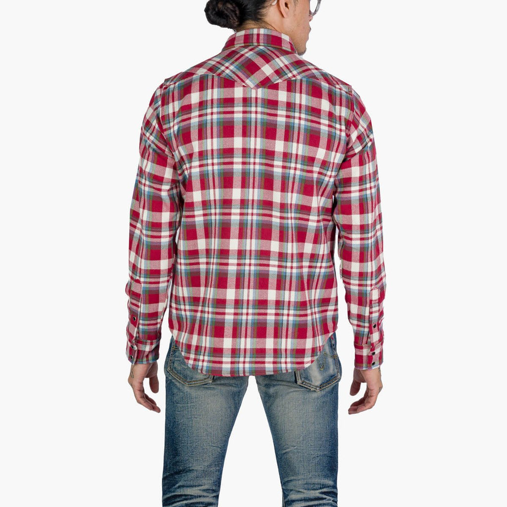 Iron Heart - Ultra Heavy Flannel Crazy Check Western Shirt - Red