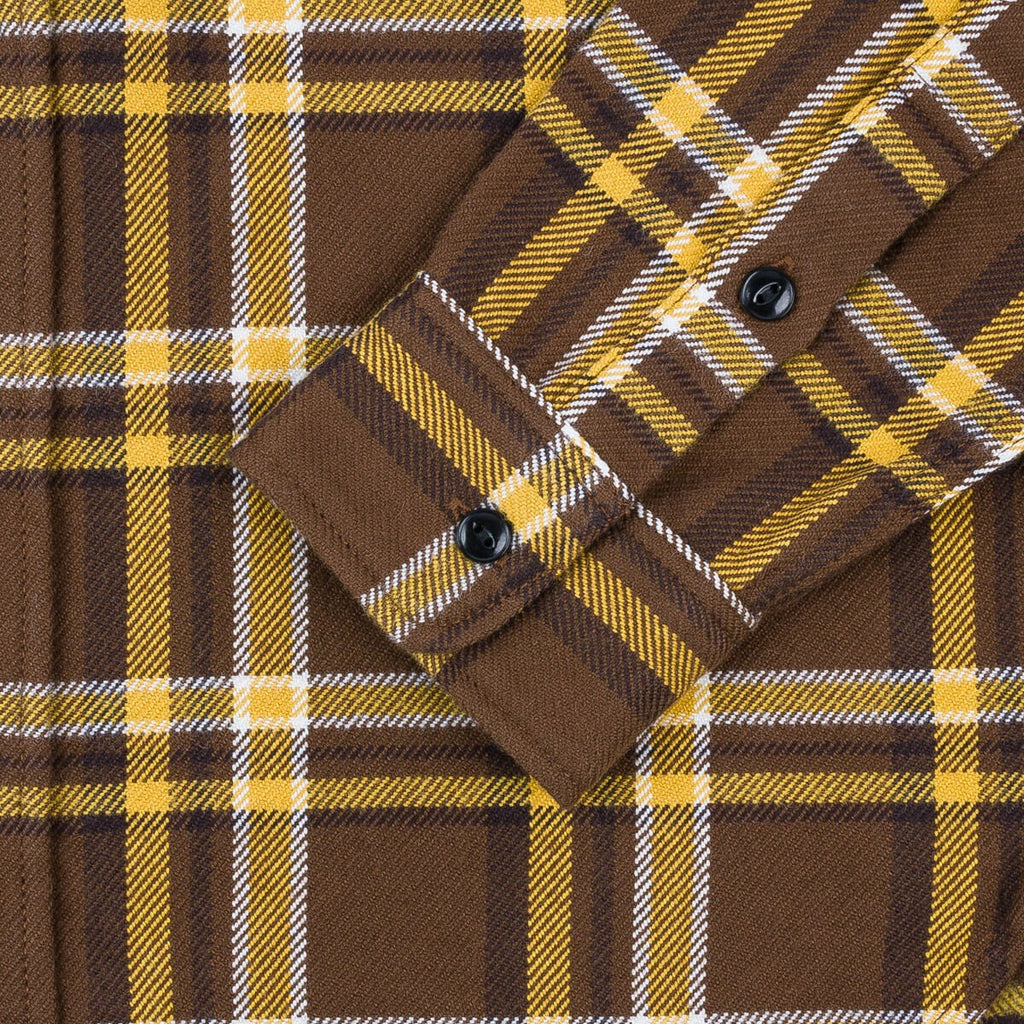 Iron Heart Ultra Heavy Flannel Crazy Check Work Shirt - Brown