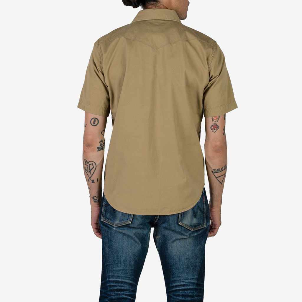 Iron Heart 7oz Fatigue Cloth Short Sleeved Western Shirt - Khaki