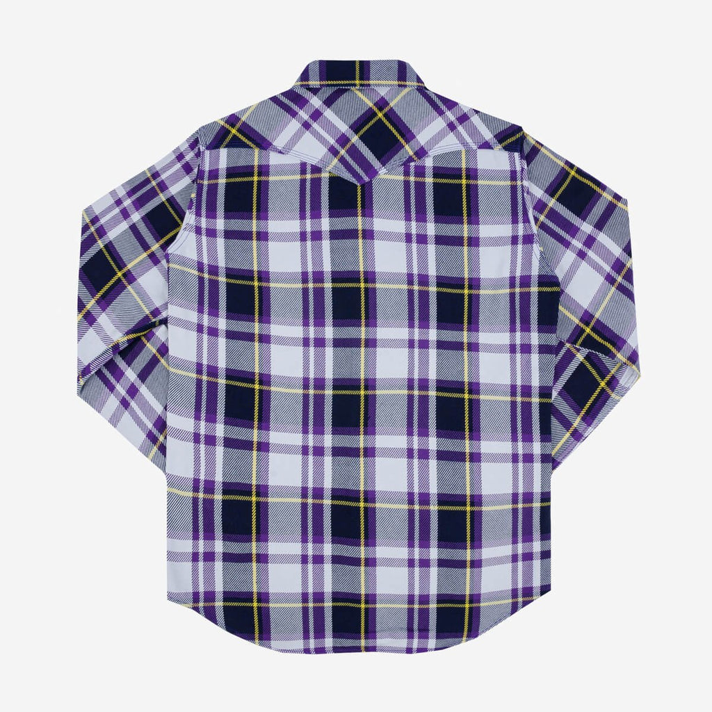 Iron Heart 9oz Selvedge American Check Western Shirt - Purple