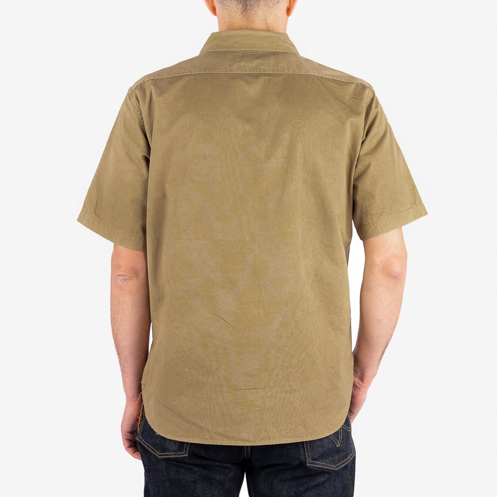 Iron Heart 7oz Fatigue Cloth Short Sleeved Work Shirt - Khaki