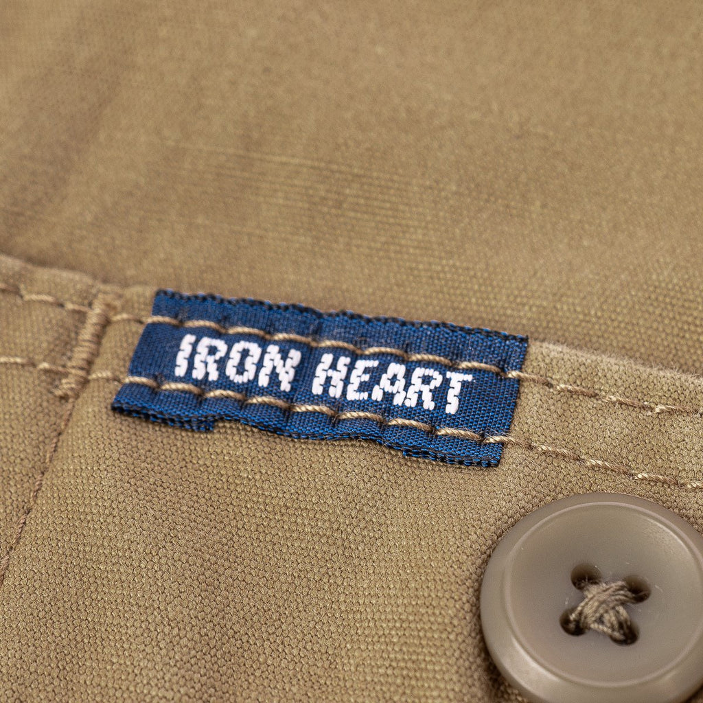 Iron Heart 7oz Fatigue Cloth Short Sleeved Work Shirt - Khaki
