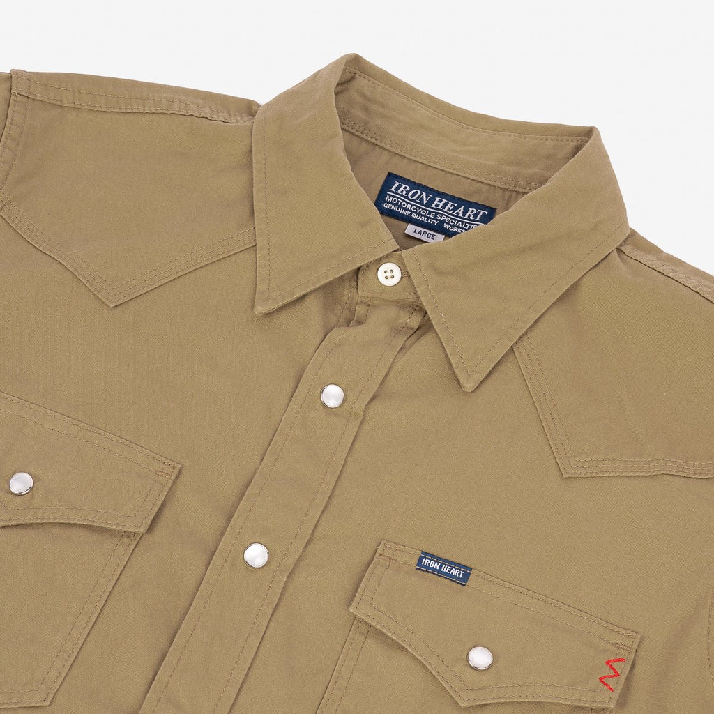 Iron Heat 7oz Fatigue Cloth Western Shirt - Khaki