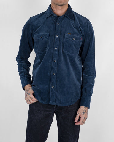 Iron Heart 11oz Corduroy Western Shirt - Navy