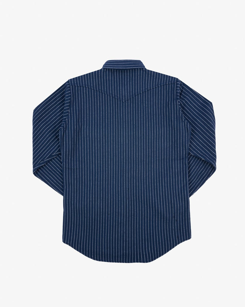 12oz Ultra Heavy Flannel Chalk Stripe Western Shirt - Navy