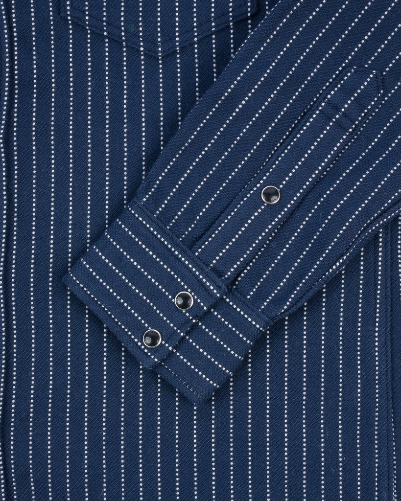 12oz Ultra Heavy Flannel Chalk Stripe Western Shirt - Navy