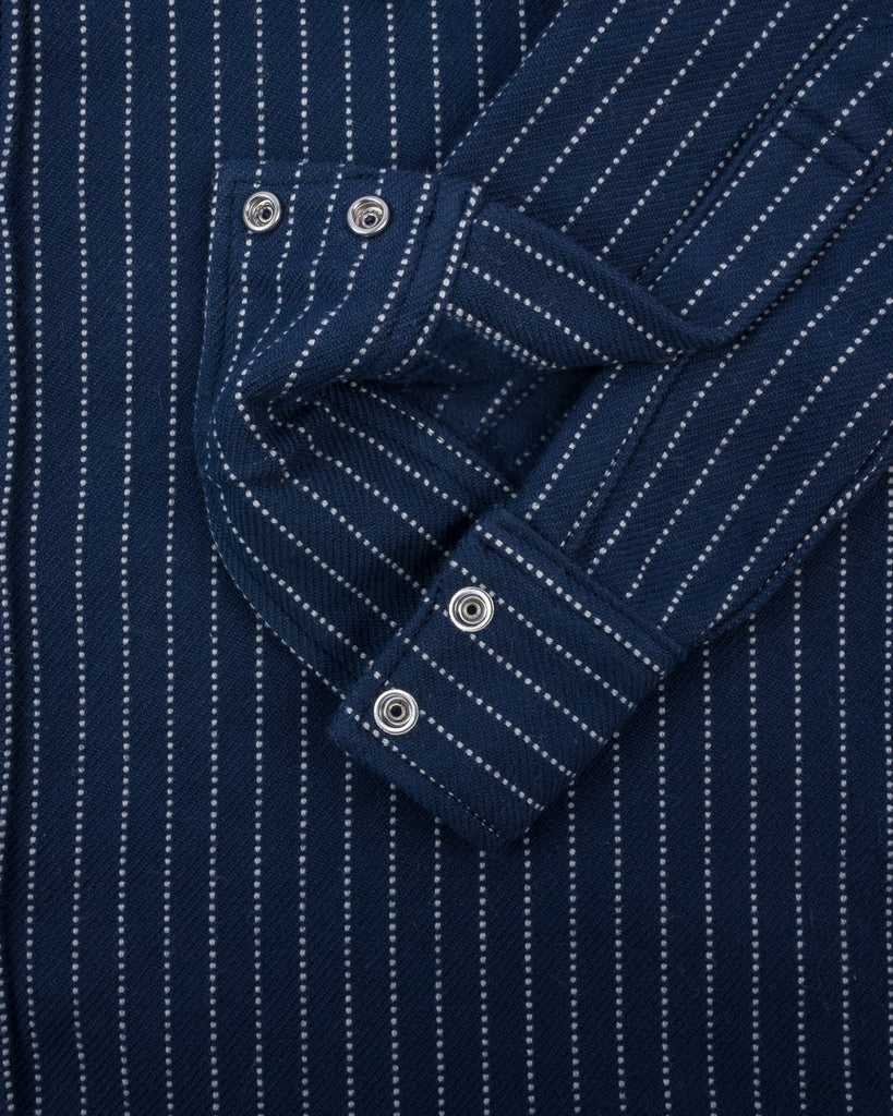 12oz Ultra Heavy Flannel Chalk Stripe Western Shirt - Navy