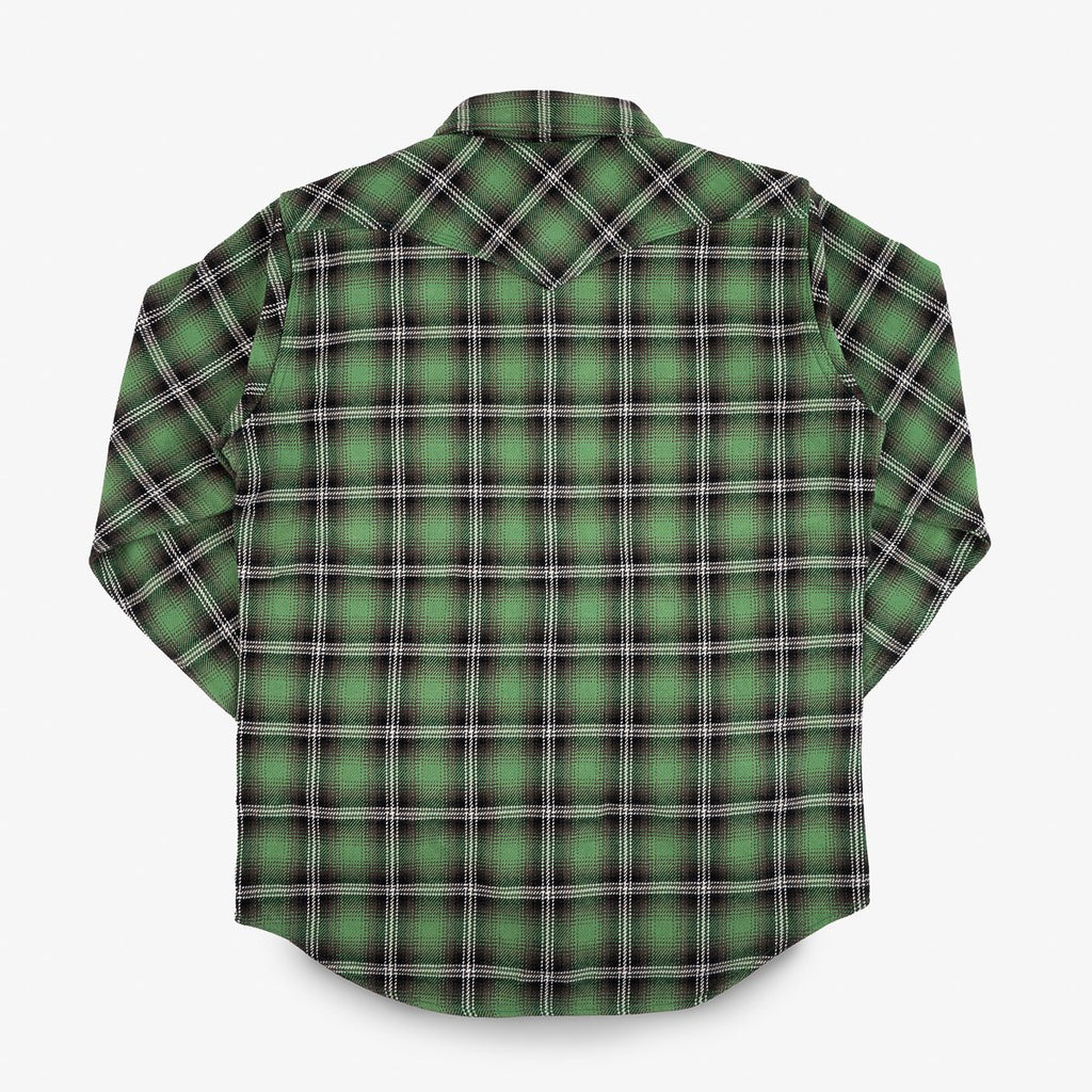 Iron Heart 12oz Ultra Heavy Flannel Check Western Shirt - Green