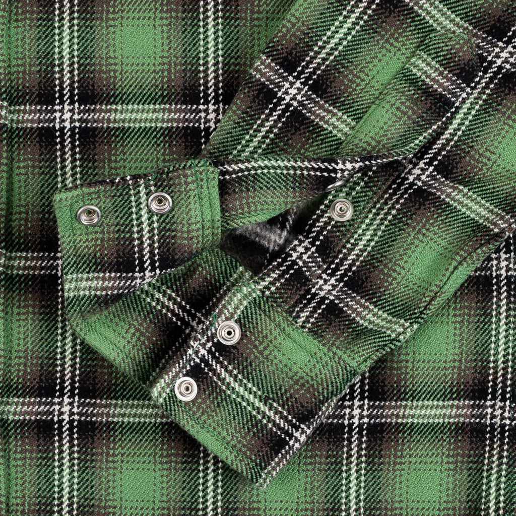 Iron Heart 12oz Ultra Heavy Flannel Check Western Shirt - Green