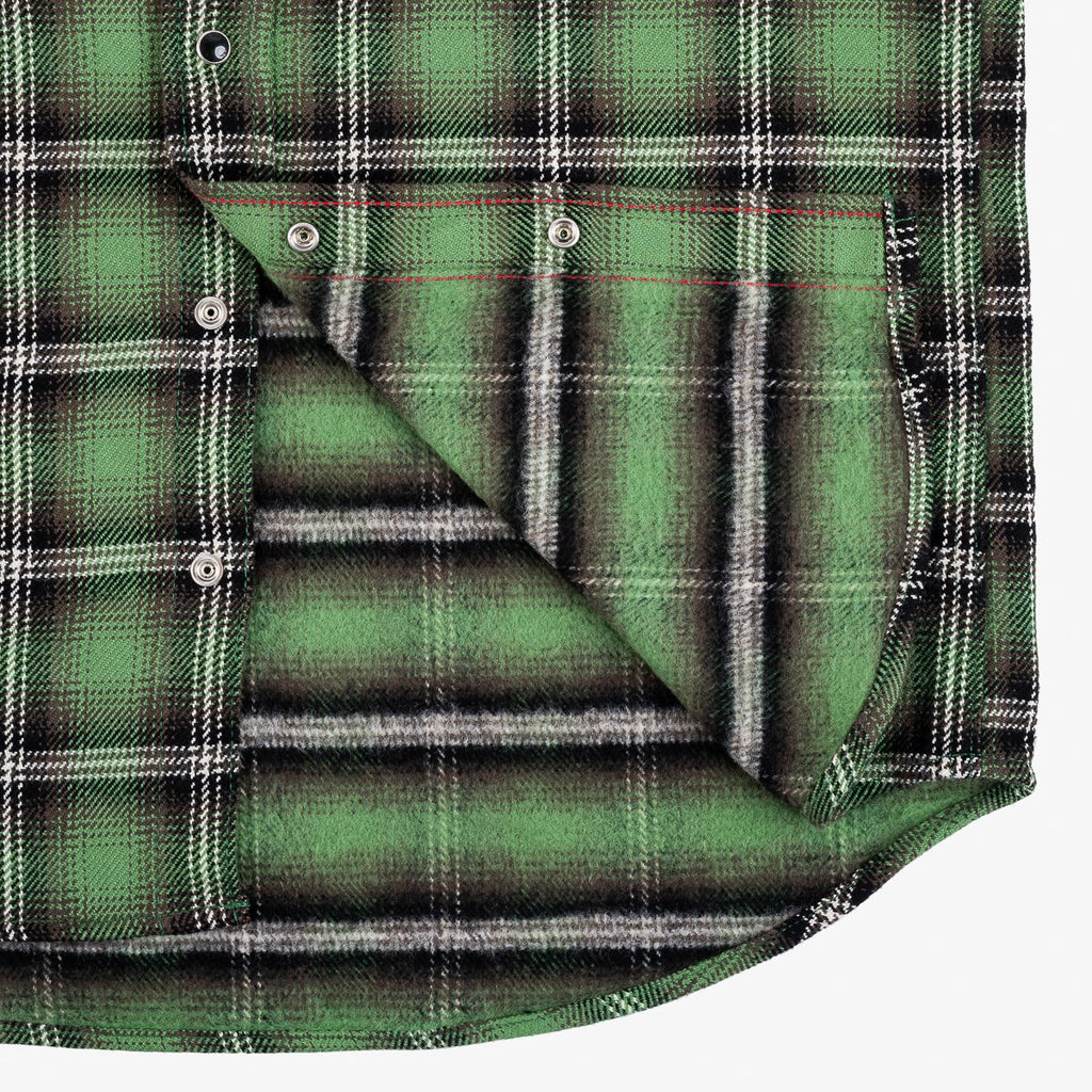 Iron Heart 12oz Ultra Heavy Flannel Check Western Shirt - Green