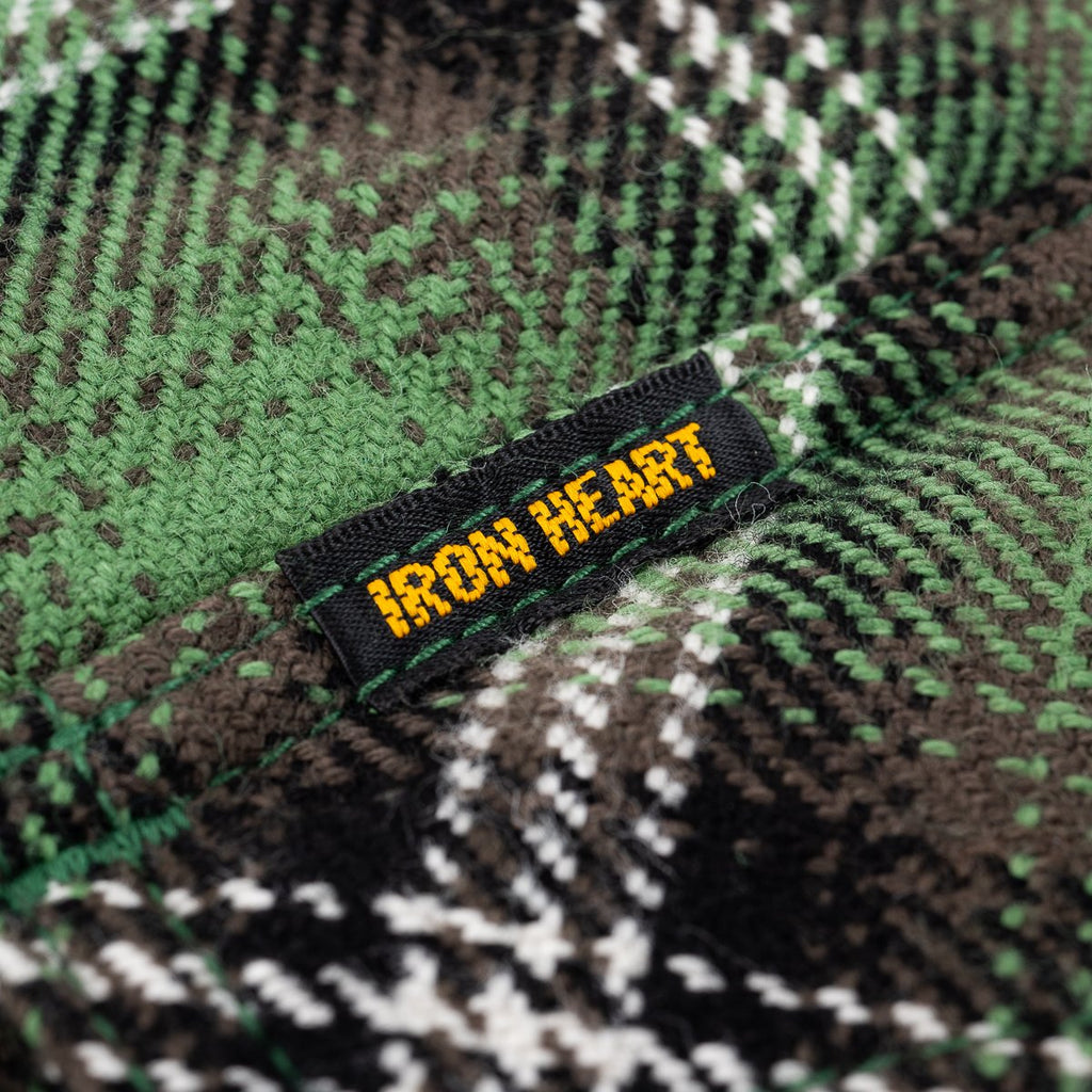 Iron Heart 12oz Ultra Heavy Flannel Check Western Shirt - Green