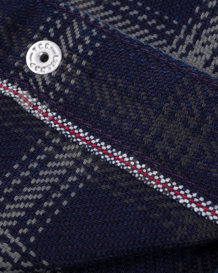 Iron Heart 9oz Selvedge Indigo Check Flannel Western Shirt - Black