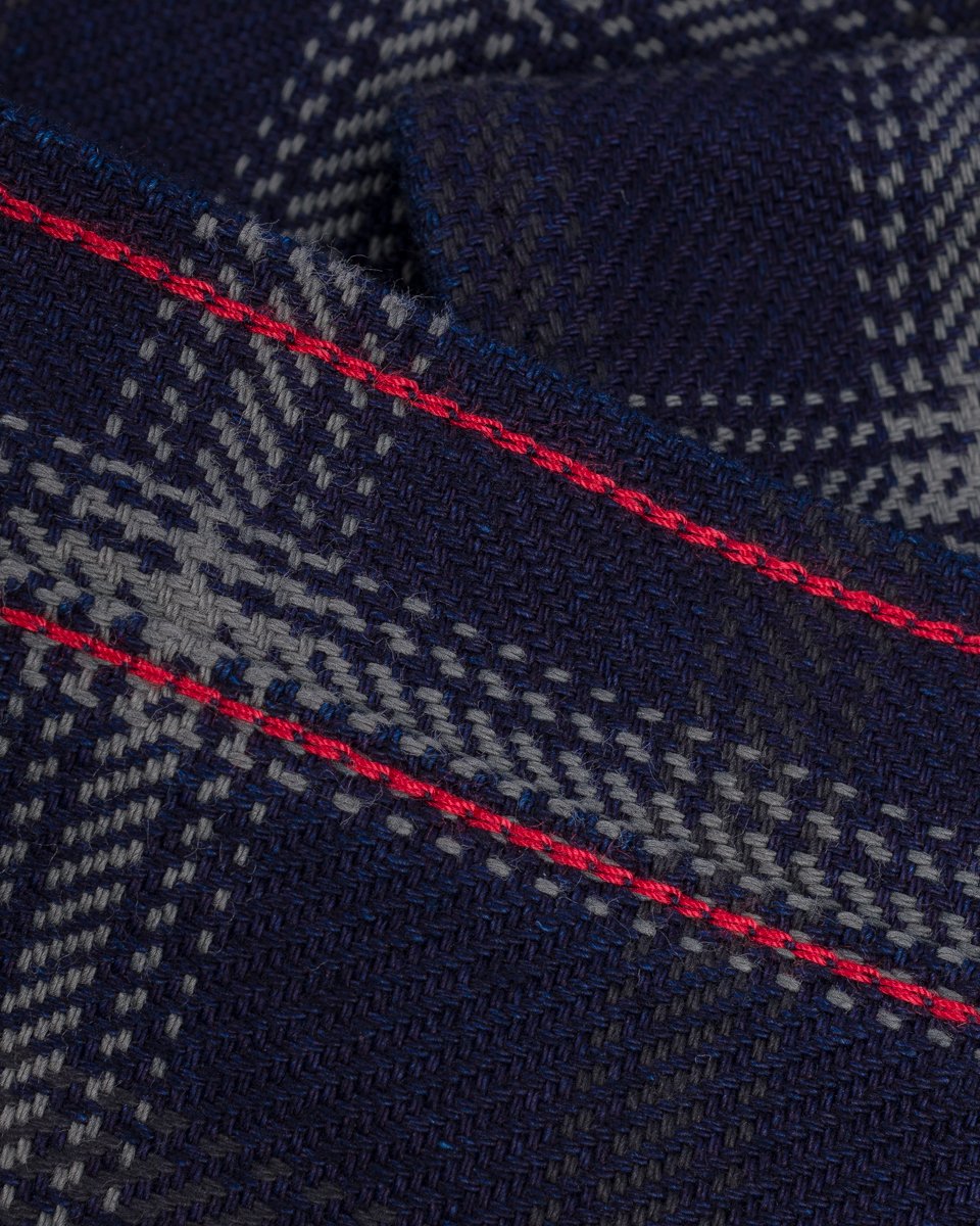 Iron Heart 9oz Selvedge Indigo Check Flannel Western Shirt - Black
