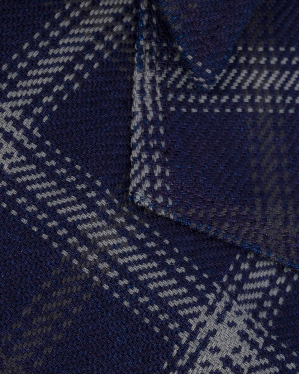 Iron Heart 9oz Selvedge Indigo Check Flannel Western Shirt - Black