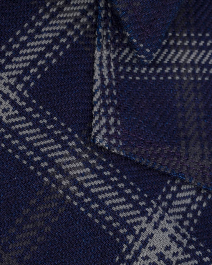 Iron Heart 9oz Selvedge Indigo Check Flannel Western Shirt - Black