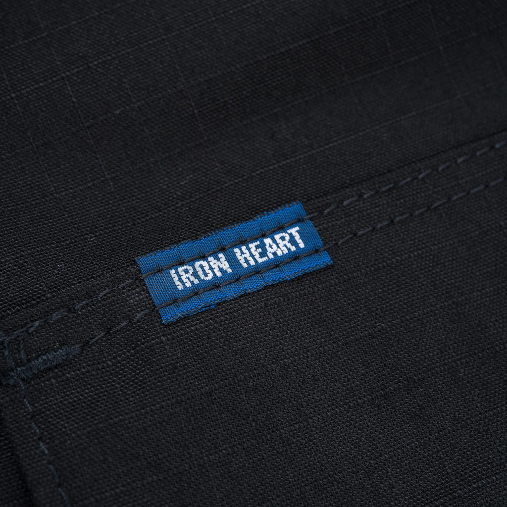 Iron Heart 8oz Ripstop Short Sleeved Mechanic Shirt - Black