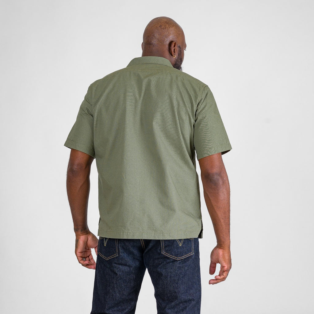Iron Heart 8oz Ripstop Short Sleeved Mechanic Shirt - Military Green