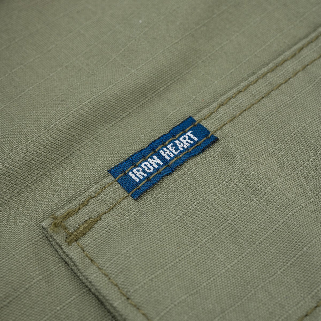 Iron Heart 8oz Ripstop Short Sleeved Mechanic Shirt - Military Green