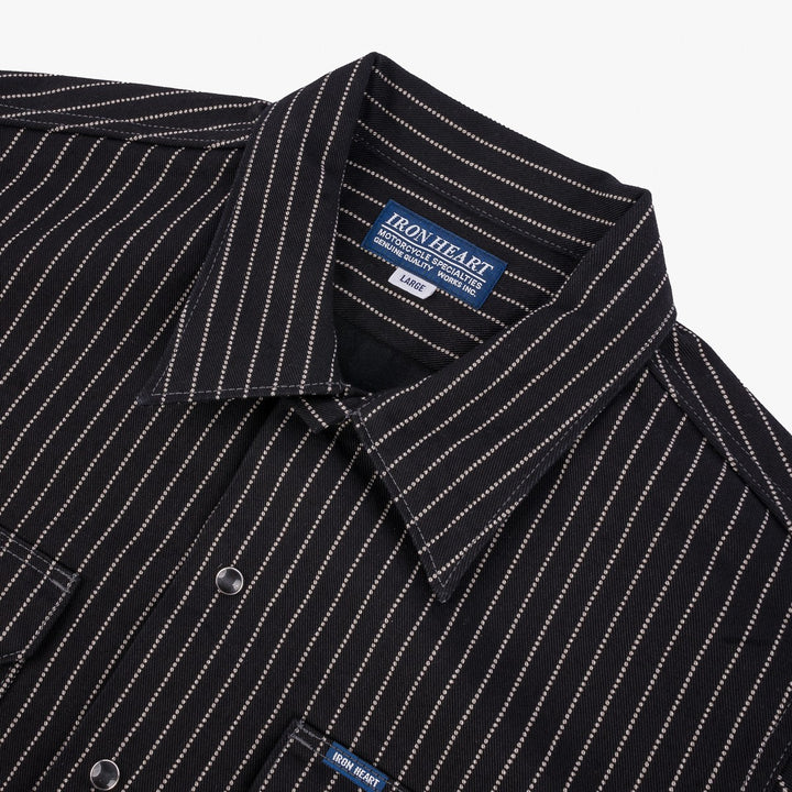 Iron Heart 10oz Wabash Short Sleeved Mechanic Shirt - Black