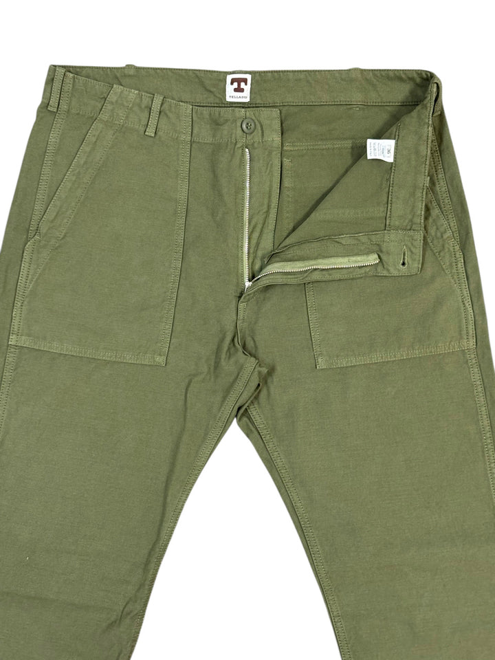 Tellason Fatigue Pant - Olive Sateen Straight Leg