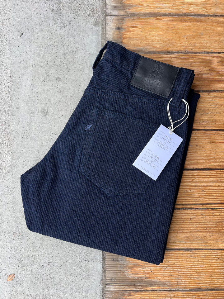Pure Blue Japan Woven Sashiko Relaxed Tapered Pant - Indigo x Black [1177-ID]