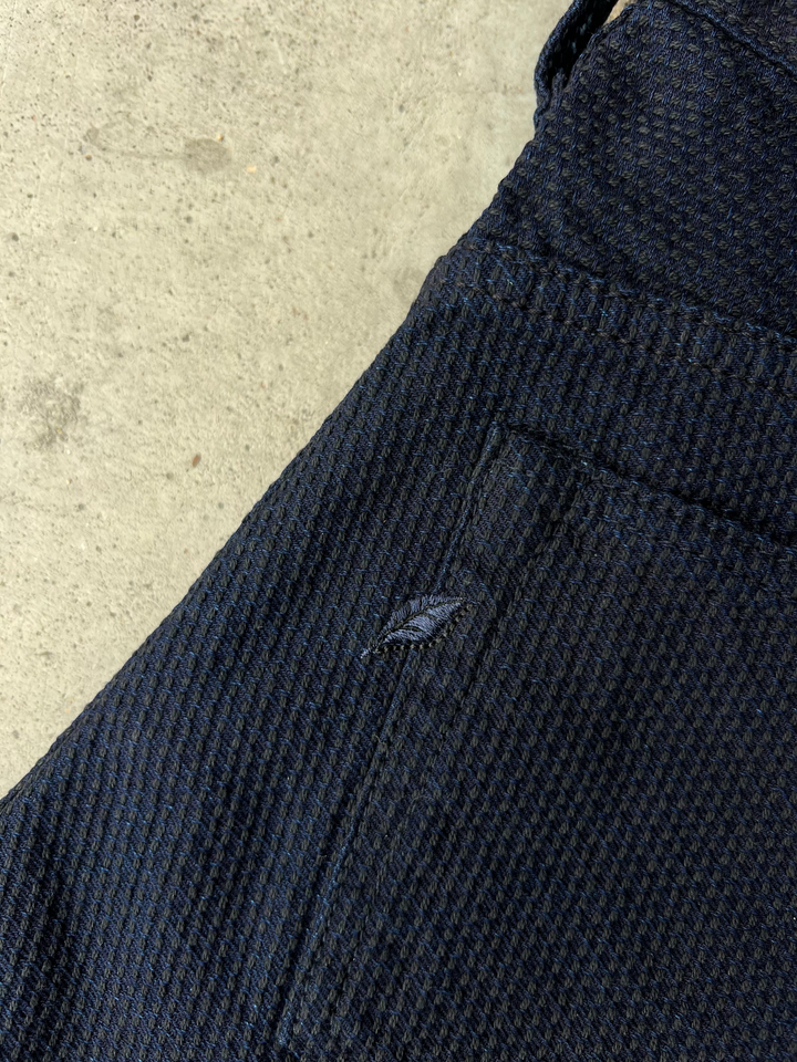 Pure Blue Japan Woven Sashiko Relaxed Tapered Pant - Indigo x Black [1177-ID]