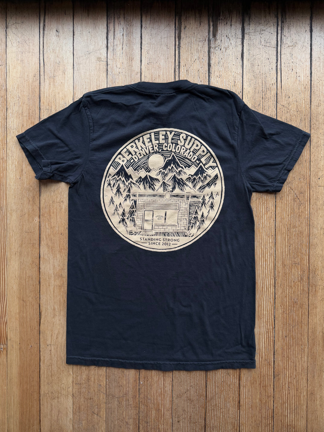 John Fellows x Berkeley Supply Mountains Tee - Black with Cream