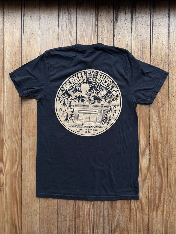 John Fellows x Berkeley Supply Mountains Tee - Black with Cream
