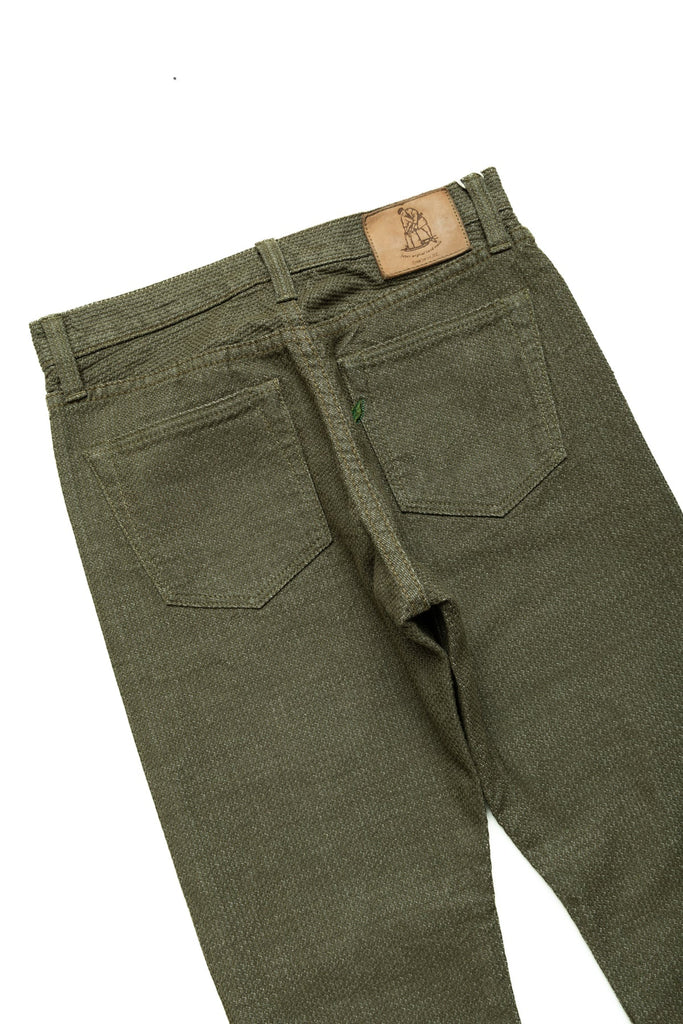 Pure Blue Japan - 1170-2-OLV Sashiko 5P Pants Relax Tapered - Olive x Olive