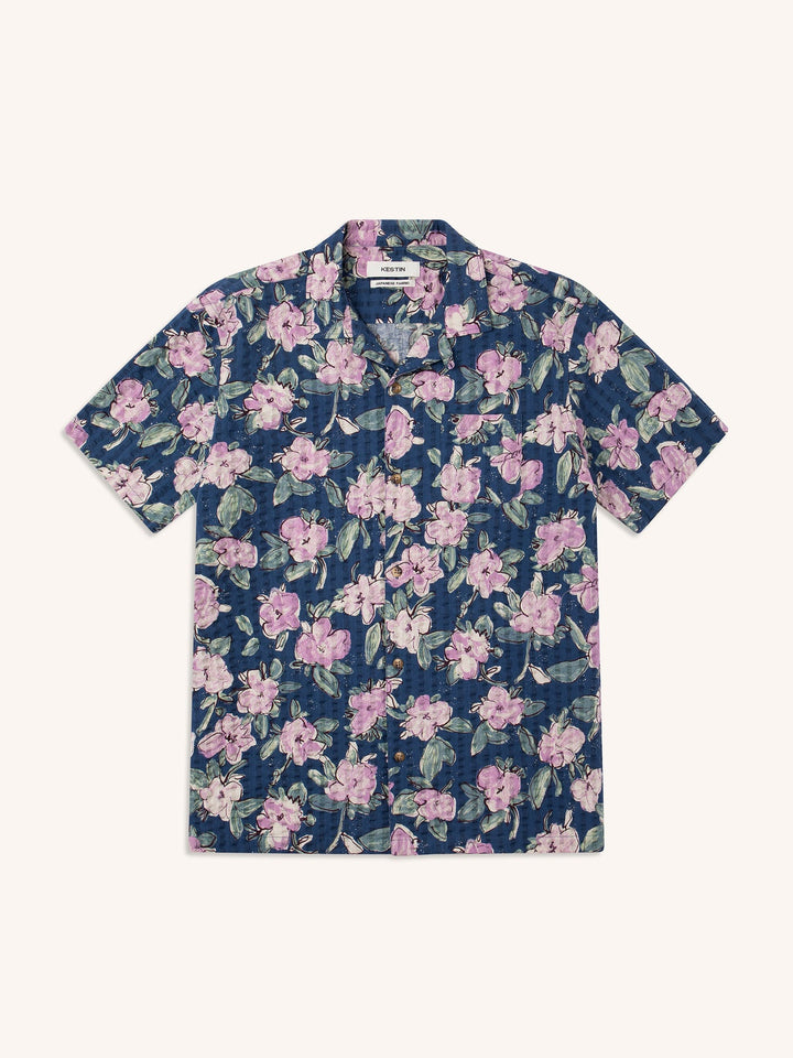 Kestin - Crammond Shirt in Blue / Lilac Floral Seersucker