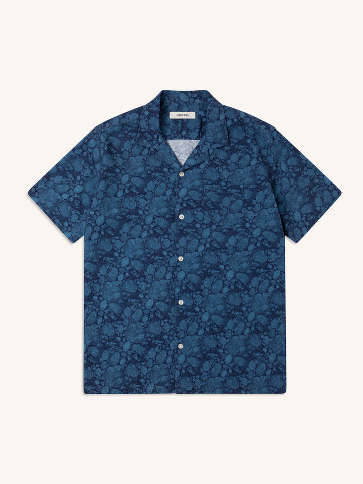 Kestin - Crammond Shirt in Blue Marble Textured Cotton