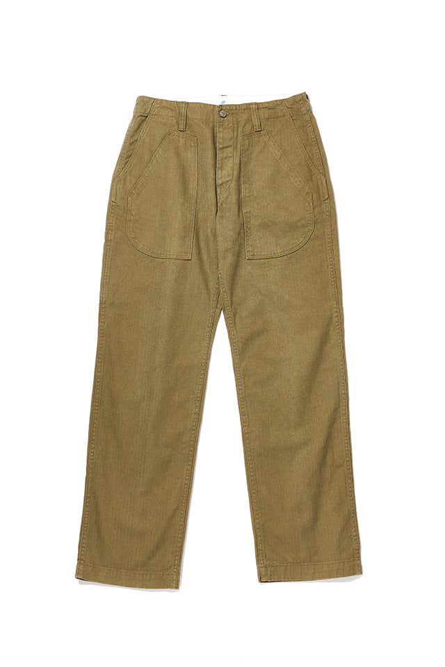 Pure Blue Japan Woven Sulfur Dyed Herringbone Work Pants - Olive [LP-1179-OLV]