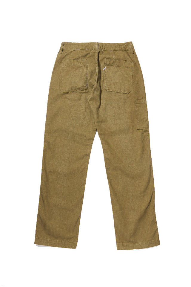 Pure Blue Japan Woven Sulfur Dyed Herringbone Work Pants - Olive