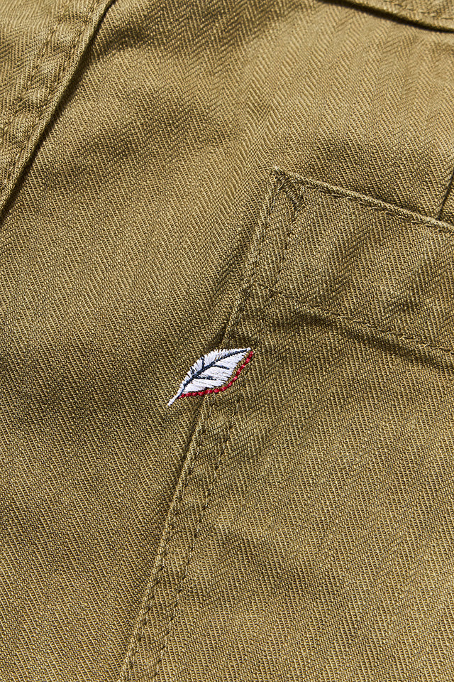 Pure Blue Japan Woven Sulfur Dyed Herringbone Work Pants - Olive [LP-1179-OLV]